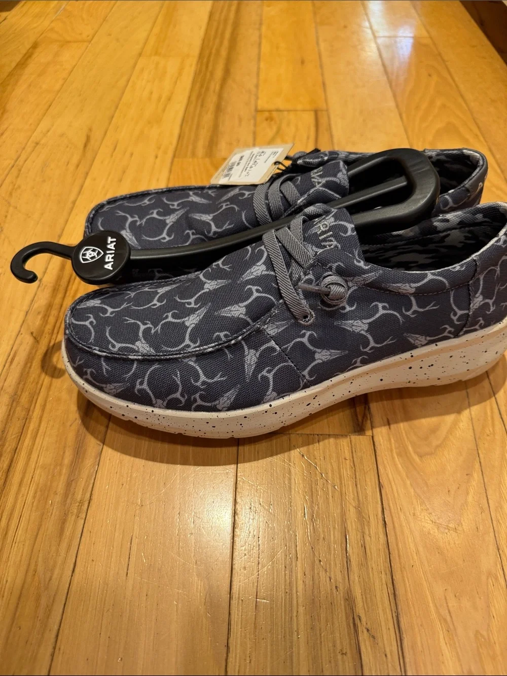 Ariat Black Slip-On Loafers with White Antler Pattern